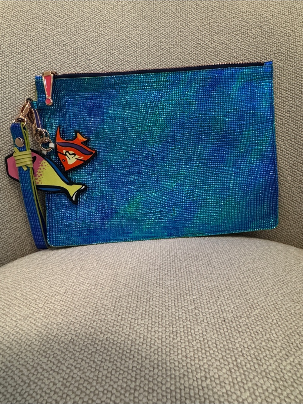 🤩 FUN Sophia Webster Blue Iridescent Wristlet Pouch